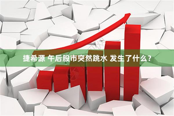 捷希源 午后股市突然跳水 发生了什么？